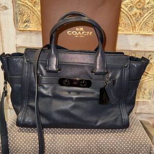 Coach Dark Blue Leather Satchel